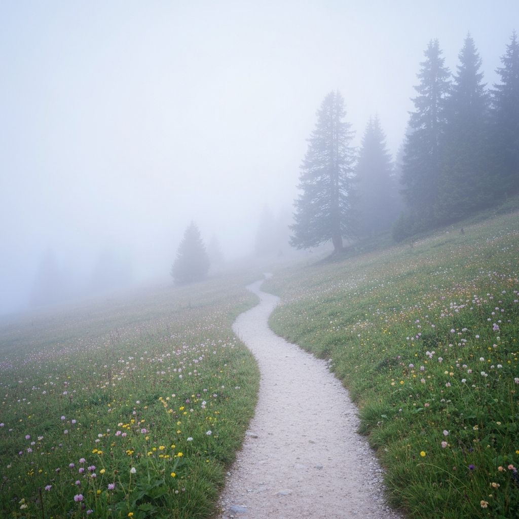 Ruhiger Nebelpfad